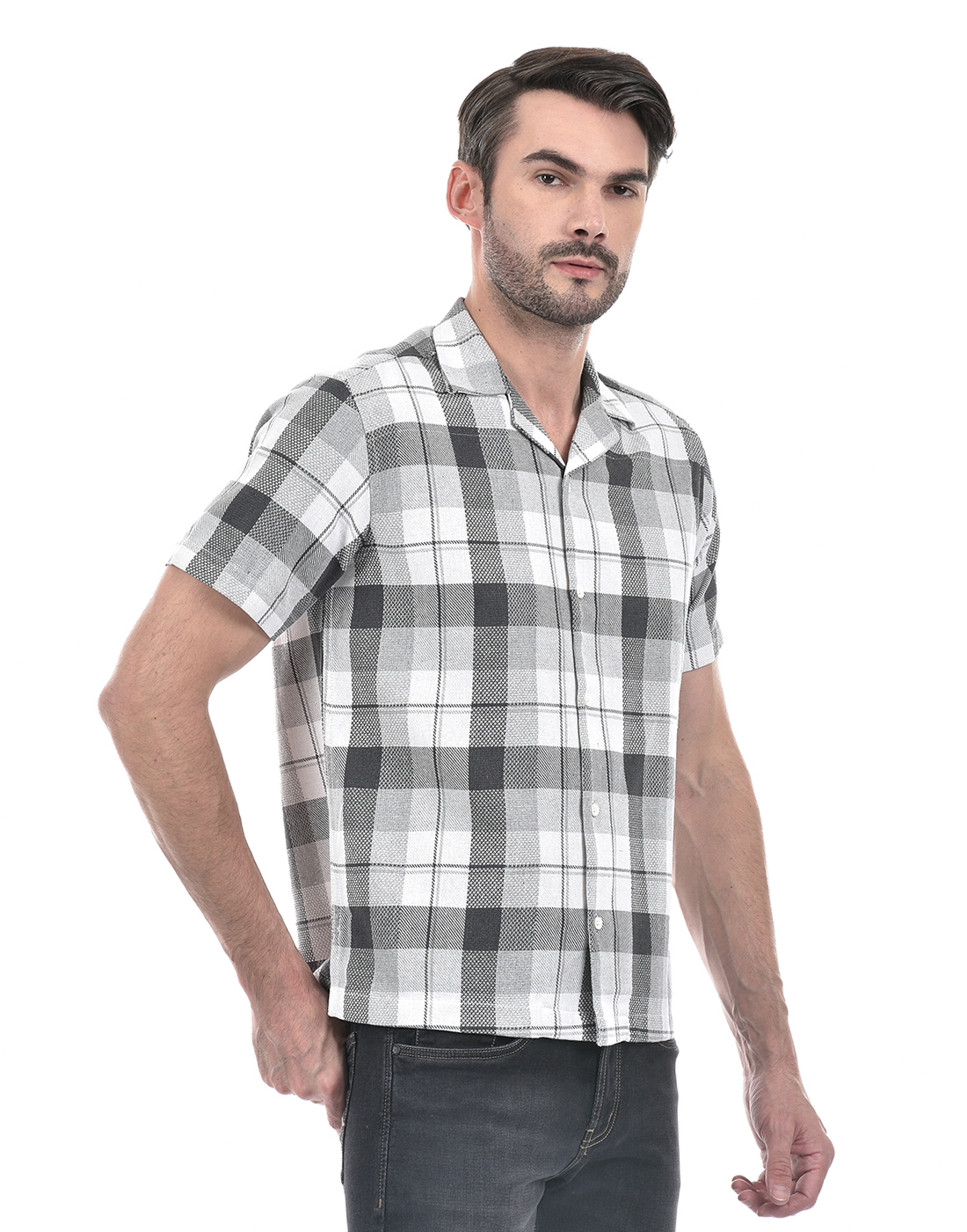 Numero Uno Men Checkered Grey Shirt